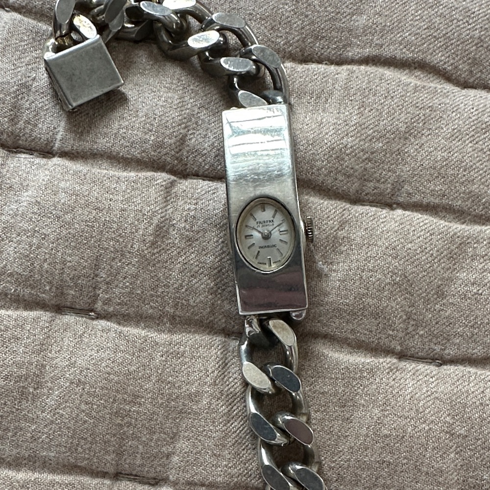 Silver Watch Bracelet Fairfax 17 Jewels Incabloc Swiss made